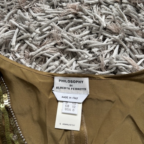 Philosophy di Alberta Ferretti Tank Top 100% Silk Sequin Blouse Sz 8 US ❤️ - Picture 7 of 7